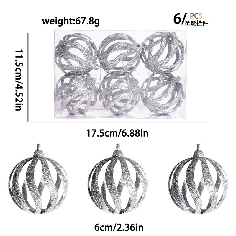 6 Stück Glitzer Gold Puder Hohl Weihnachtskugel Dekoration Weihnachtsbaum Hängeanhänger Heimparty Arrangement Neujahrsgeschenk Navidad