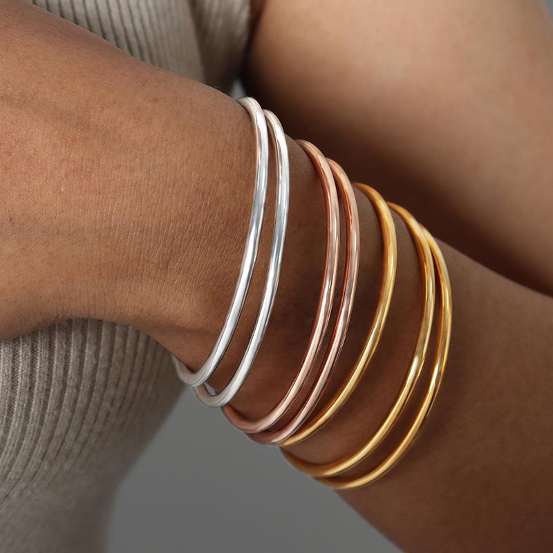 

Minimalist French-Style Titanium Steel Stackable Rings & Bangle for Women