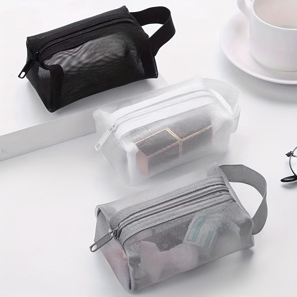 Mesh Transparent Portable Storage Bags Zippered Pouches for Earphones, Keys, Coins & Cosmetics, Lightweight & Machine Washable