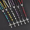 Hot Sale Vintage Crucifix Jesus Rosary Beads Chain Cross Necklace Virgin Mary Pendant