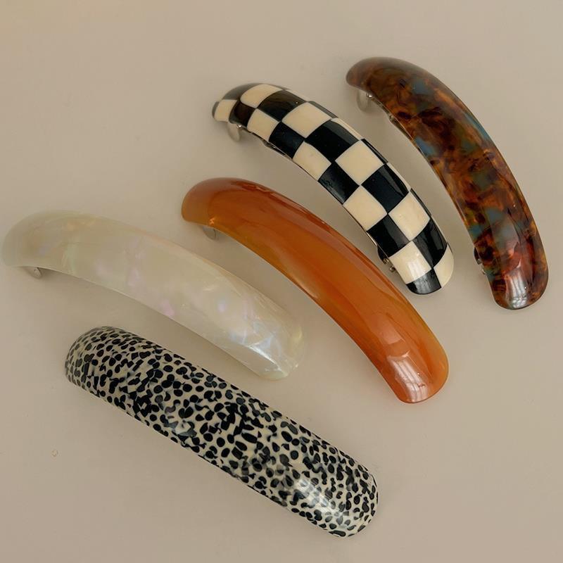 Korean Spring Summer Chic Hair Clip Spring Clip for Girl French Style Glossy Elliptical Arc Retro Trendy Large Hairpin Headwear