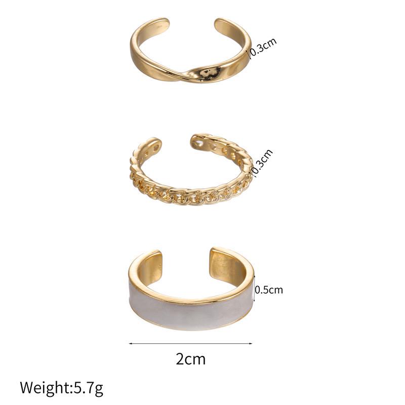 Korean Style Three-Piece Gold Open Ring Set for Women – Luxurious, Light, and Elegant