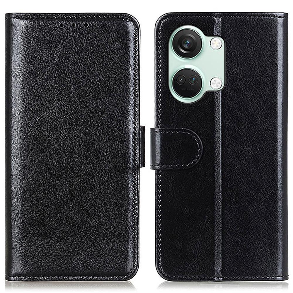 

For OnePlus Nord 3 5G/Ace 2V Crazy Horse Texture Flip Phone Cover Wallet TPU+PU Leather Stand Case Black