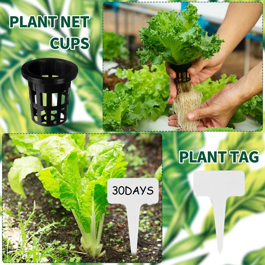 100 Set    With Net Pots, Including 100 Packs 2 Inches Plastic Net Pots, 100 Packs Rock Wool Planting  And