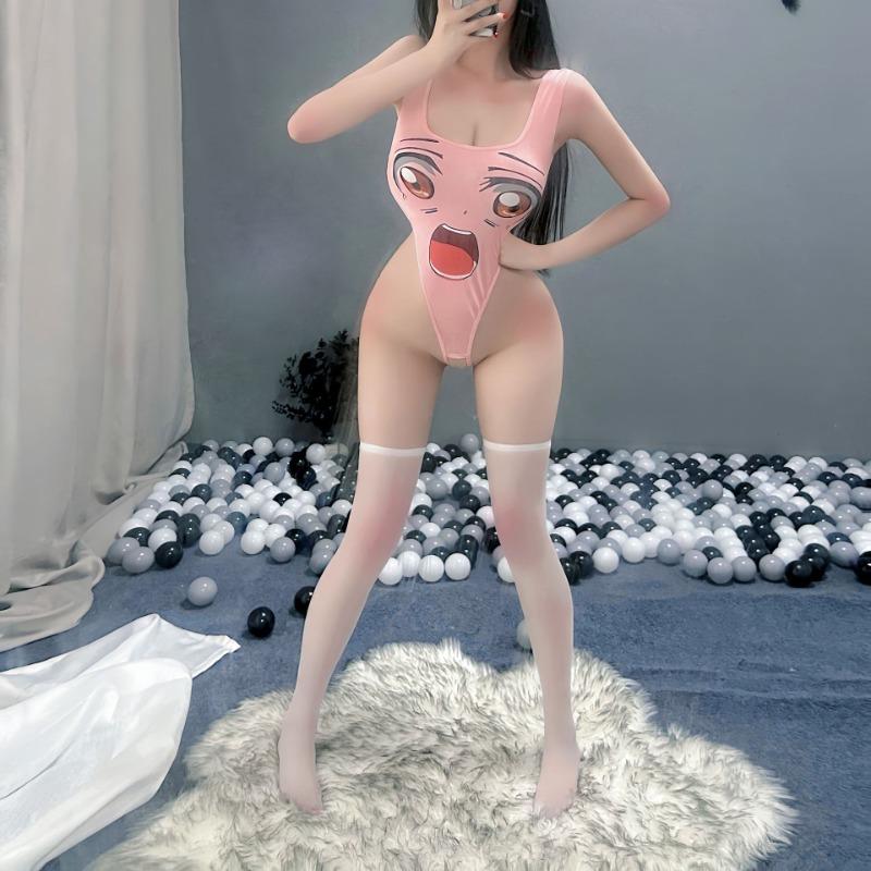 New Sexy Dead Library Water One-piece Open Crotch Uniform Two-dimensional Cartoon Tight One-piece Erotic Underwear