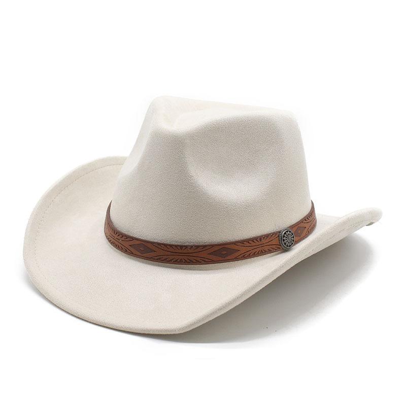 Western Ethnic Style Cowboy Top Hat Trendy Suede Top Hat