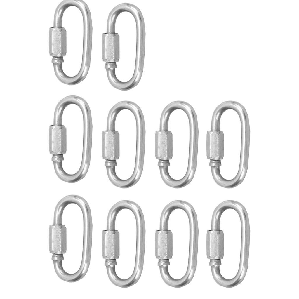 10 Stück M5 Schnellglied Edelstahl Schwerlast Kettenglied Schraubverschluss D-Form Verriegelungskarabiner