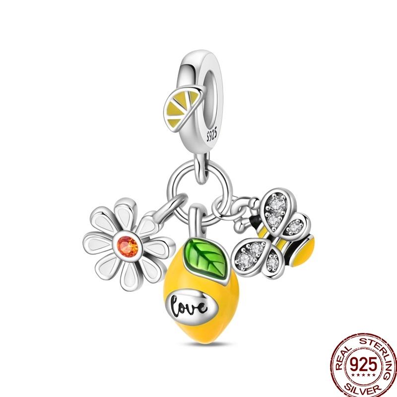 Newstering Copper Cherry Strawberry Fruit Series Charms Beads Fit 3Mm Original Bracelets Diy Birthday Jewelry Gifts