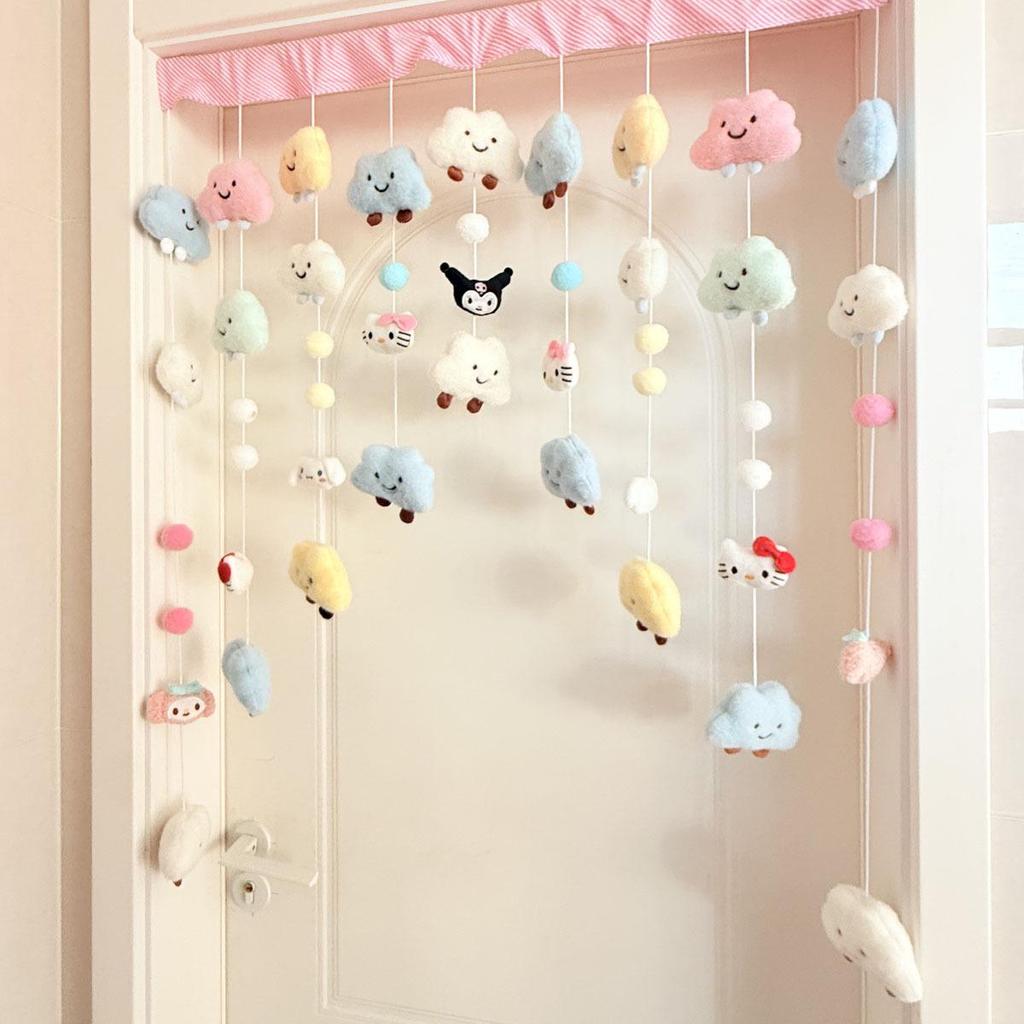 Colorful Cloud Ball Curtain for Bedrooms, Tea Rooms & Bathrooms - Warm, Decorative Entryway Curtain