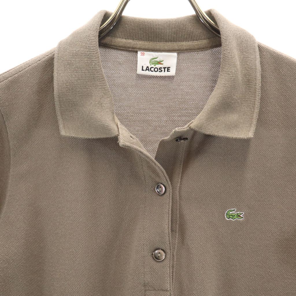 Lacoste Made In Japan Short Sleeve Polo Shirt 38 Ash Brown Fawn Women Used
