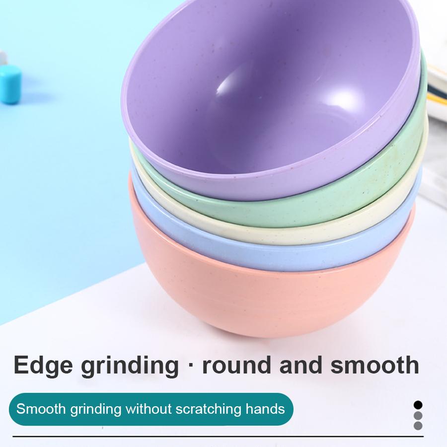 6 Inch Solid Color Plastic Bowl Salad Bowl Wheat Fiber Bowl Children Household Large Bowl Kitchen Supplies