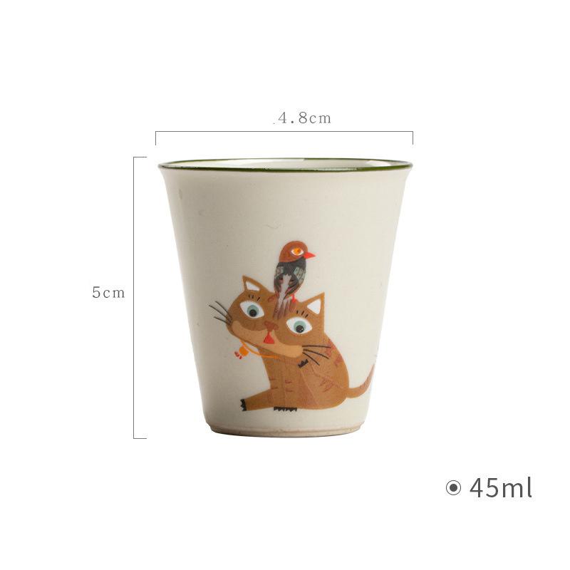 45ML Ceramic Mini Espresso Cups Cartoon Cute Cat Espresso Mugs Porcelain Coffee Mugs Demitasse Cups Tea Cups Handmade