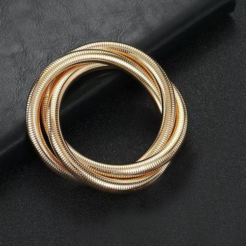 Gold Elastic Snake Bone Wide Bracelet Women S Light Luxury Niche Exaggerated Silver Metal Stacked Bracelet Bracelet Bracelet