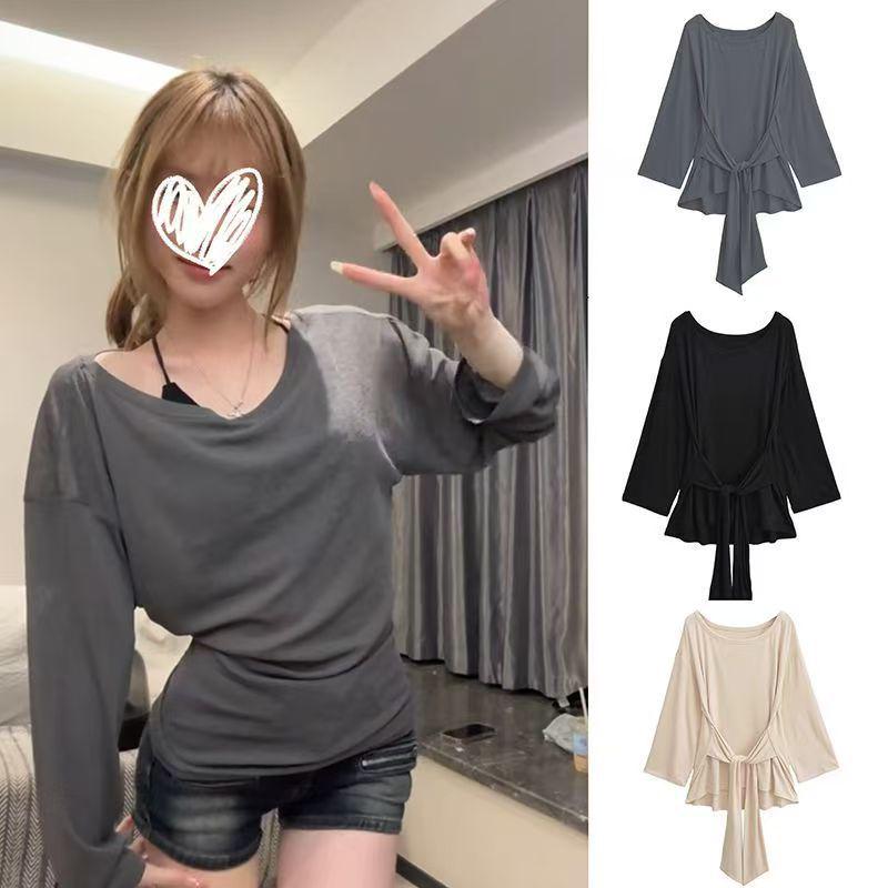 Trendy Women's Tie-up Loose Long Sleeve Sun Protection Shirt