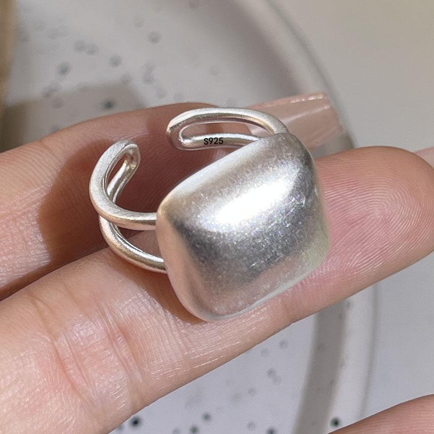 925 Sterling Silver Rings for Women Men Couple Minimalist Handmade Simple Square Shape Ring Party Jewelry Gift Prevent Allergy