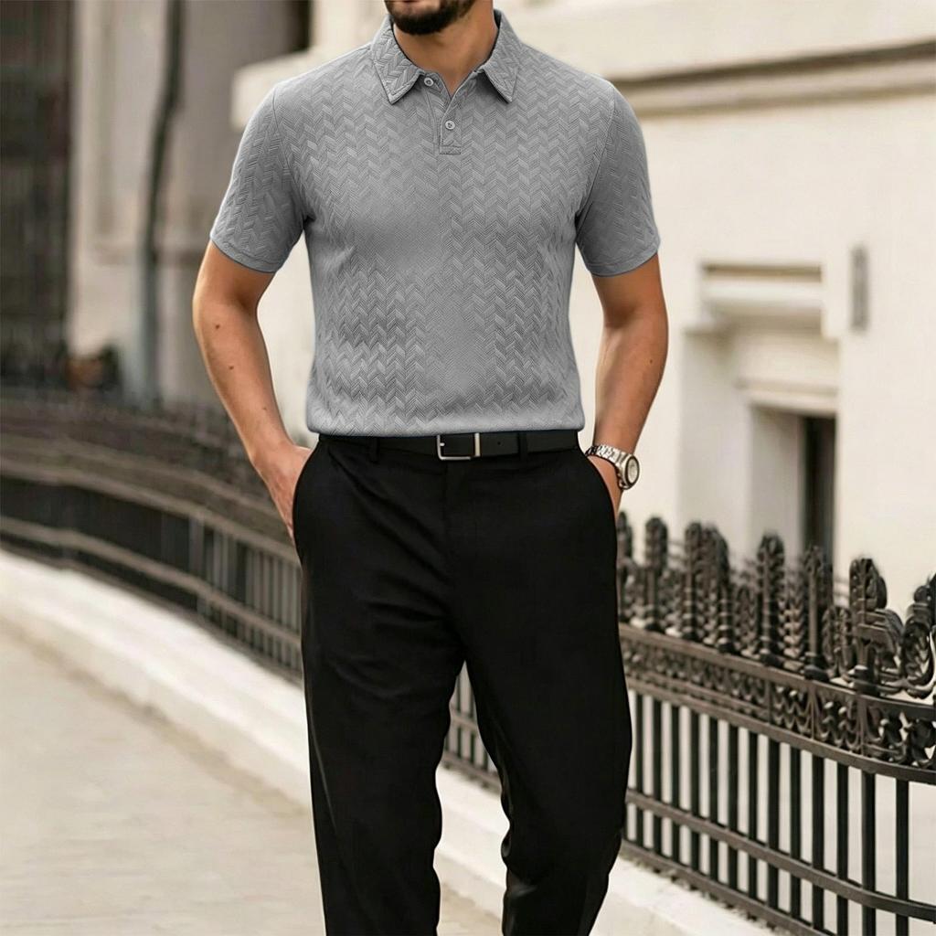 Men's Summer Short Sleeve Polo Shirt Casual Lightweight Breathable Fabric Soft Texture Comfortable Fit Classic Collar Design