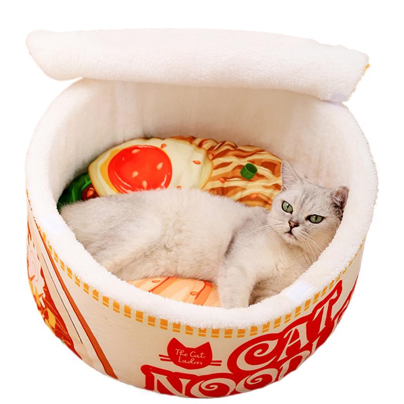 Ramen Noodle Cat Bed Noodle Bowl Soft Pet House All-Season Pet Kennel With Removable Cushion For Small Medium Large Dogs