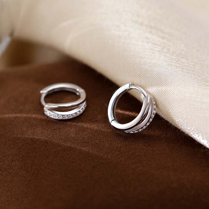 

Fashion Silver Color Round Hoop Earrings For Women Girls Exquisite Zircon Circle Temperament Earrings Wedding Jewelry Accessorie серебряный