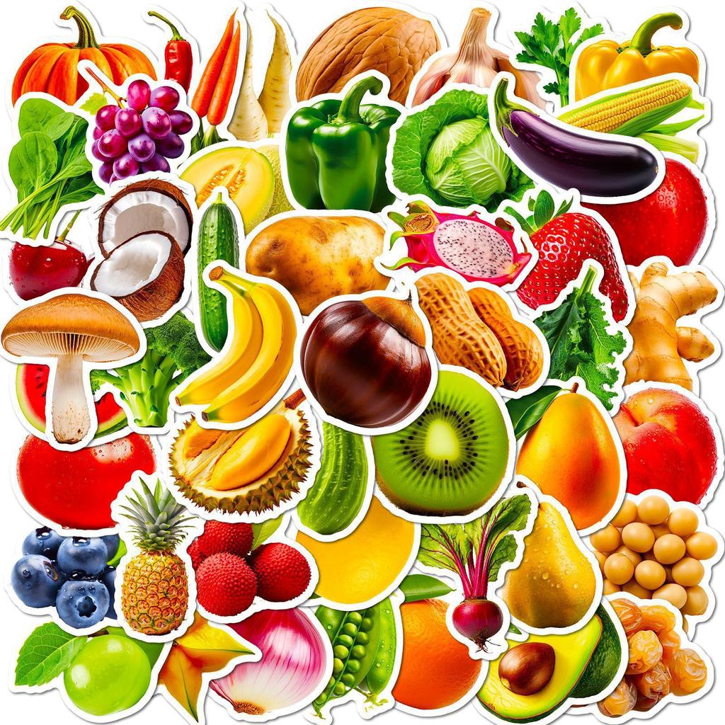 100 New Fruits and Vegetables Fresh Ins Graffiti Stickers Notebook BIY Children's Stickers