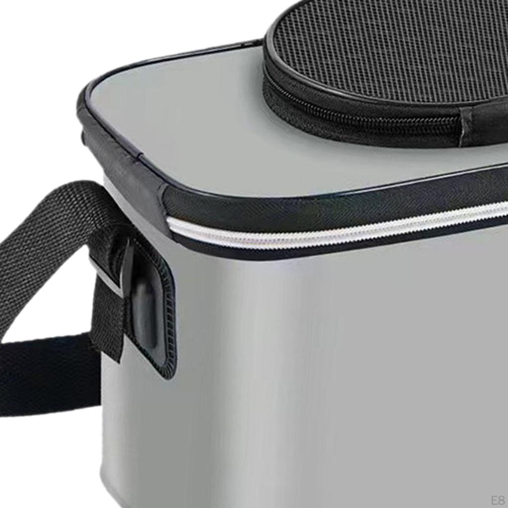 Fishing Bucket Fish Carrier Foldable Multifunctional Large Capacity Live Container with Strap