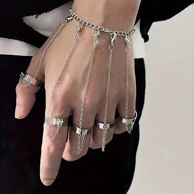 Trendiger Punk-Stil kreativer Finger-ineinandergreifender Armbandring - abnehmbare coole Accessoires