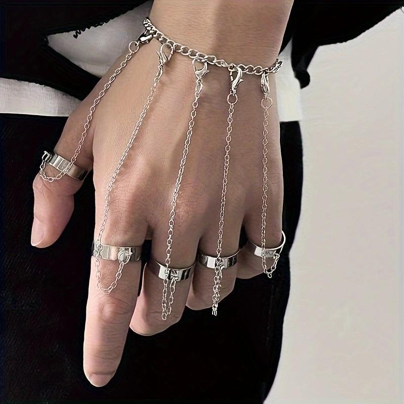Meier Trendy Punk Style Creative Finger Interlocking Bracelet Ring - Detachable Cool Accessories