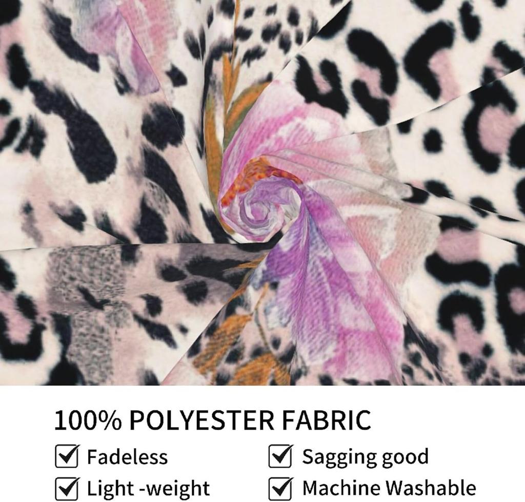 Aesthetic Leopard Print Peony Tapestry, Pink Floral Animal Print Pattern Wall Hanging, Y2K Boho Tapestry For Bedroom Living Room
