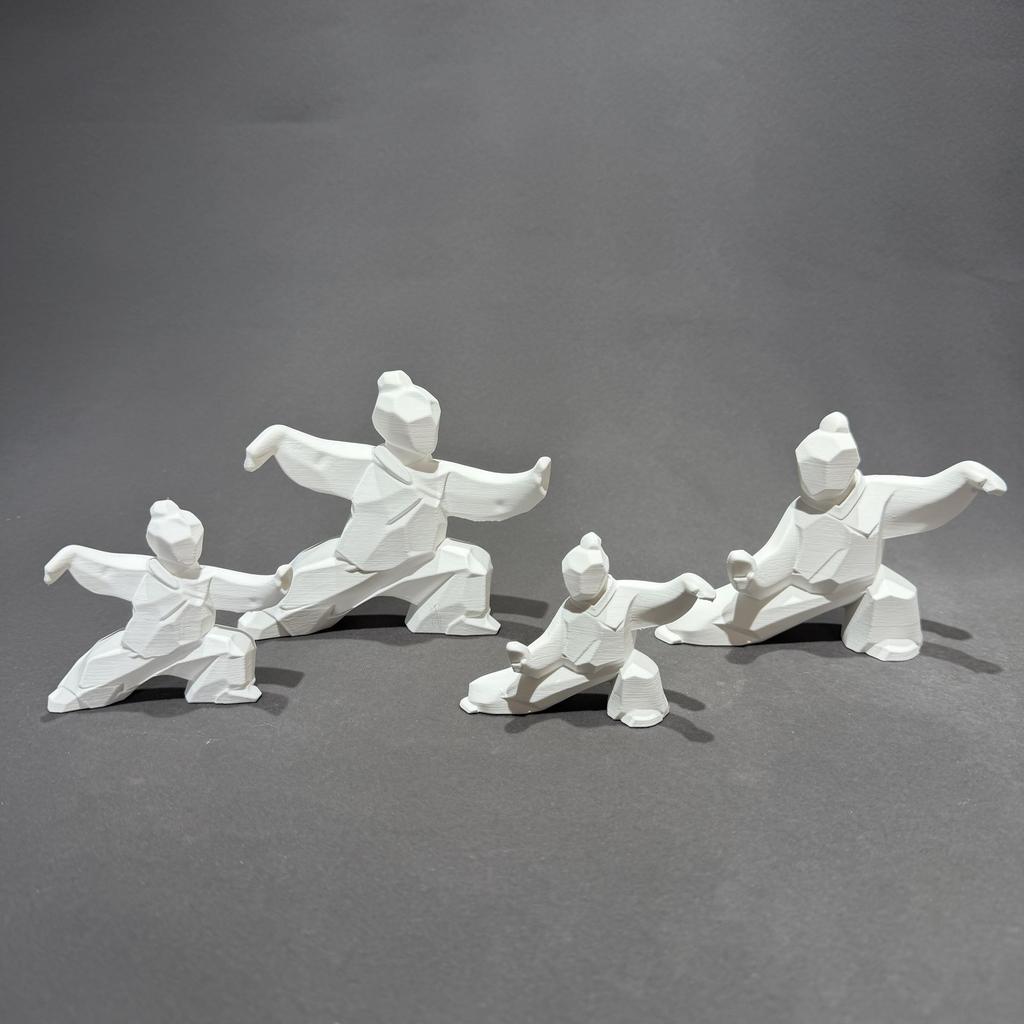 3D Printed Martial Arts Figurines Set Desktop Decor Home Bonsai Ornament Kung Fu Pose Statue Figurines Tabletop Decoration Gifts