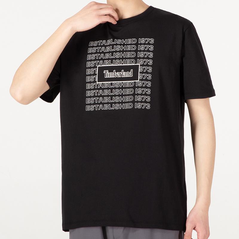 Timberland Logo Printed Outdoor Casual Crew Neck Short Sleeve T-Shirt Men Tops Black A27K6-001