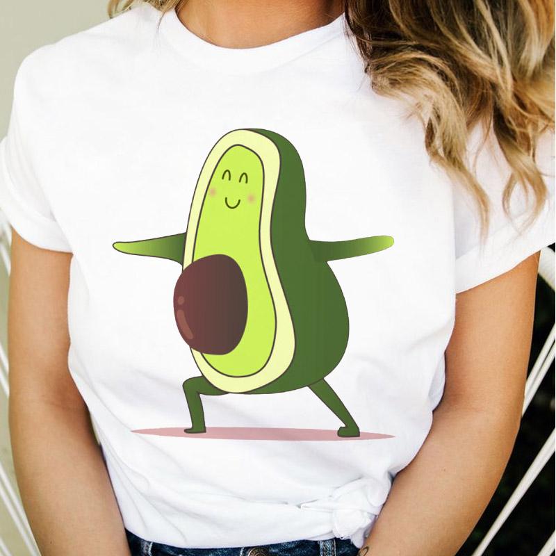 Summer Tshirt Women Cute Avocado Yoga Kawaii Clothes Ladies Tees Tops Graphic Printed Streetwear Kawaii T Shirt Female T-Shirt
