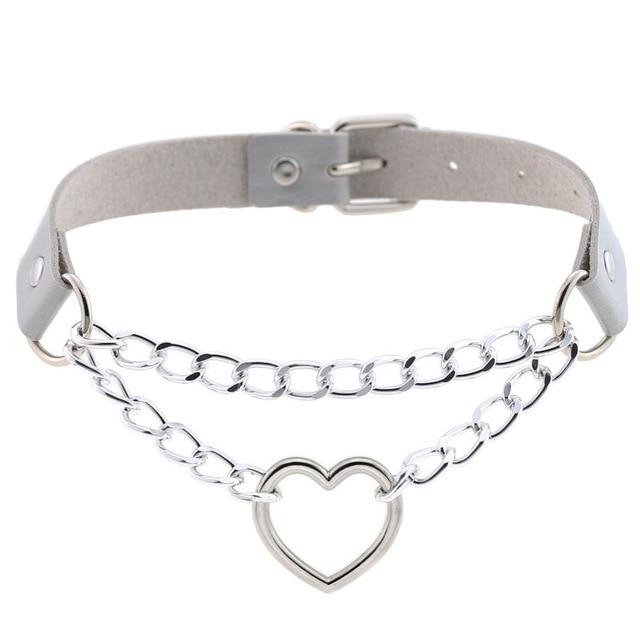 Day Collar Heart Pendant Choker Silver Chain Necklace Collars & Leashes