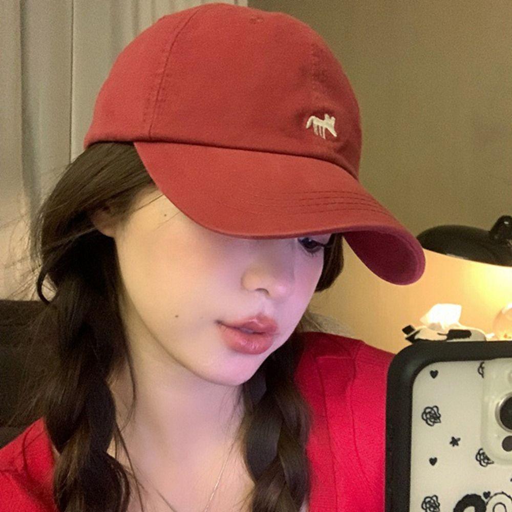 Animals Embroidery Baseball Cap Peaked Cap Sun Hat Simple Canvas Baseball Hat Girl