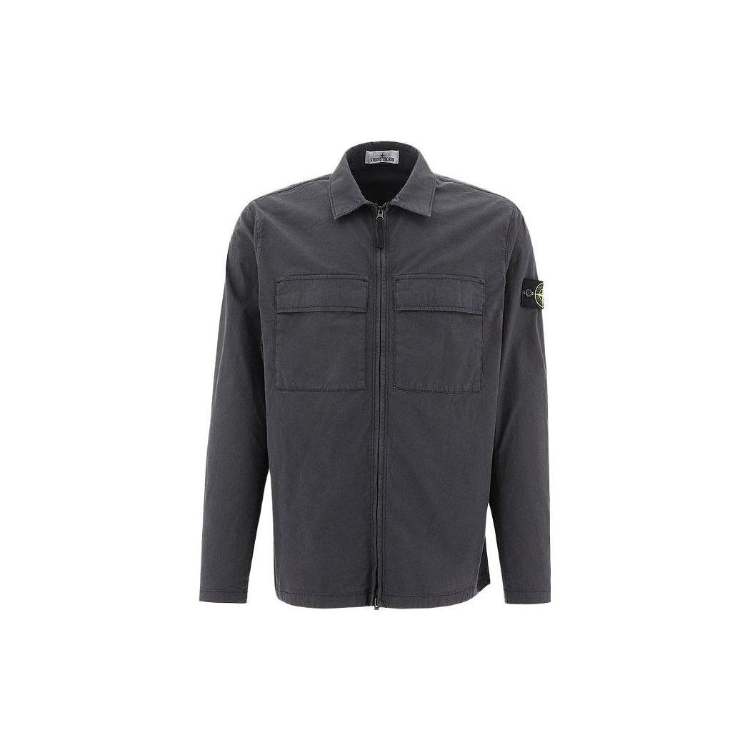 

Stone Island Stretch Overshirt Charcoal Unisex Tops Black 781510210-V0065 L