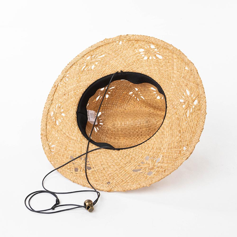 New Fashion Hollow Hand-Woven Nature Raffia Sun Hat Women Summer Outdoor Jazz Straw Hat Vacation Sun Protection Beach Hat Ladies