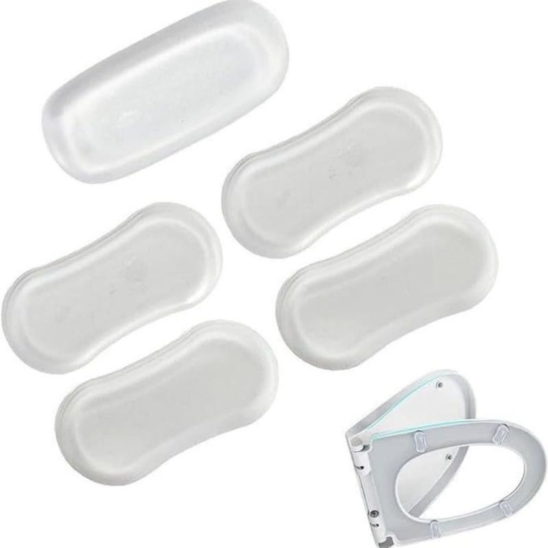 Standard Toilet Lid Cushion Adhesive Backing Prevents Loud Noise Soft Rubber Design Simple Application