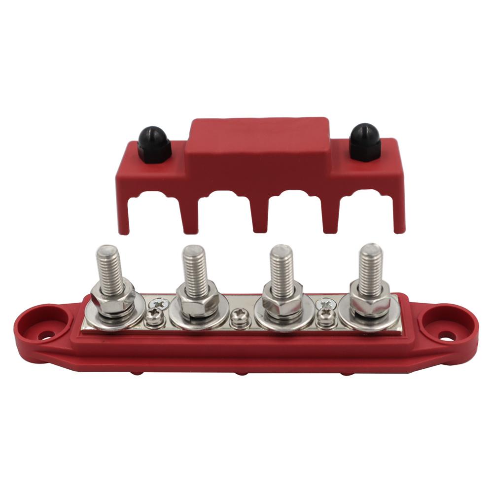 1pc Red M8 5/16" 4 Stud Power Distribution Block For Automobile RV Boat Yacht