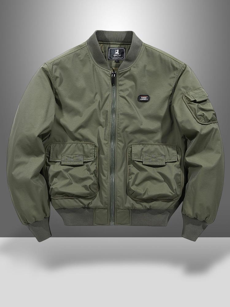 Chaqueta de Algodón Acolchada MA-1 para Hombre para Otoño/Invierno, Abrigo de Vuelo con Cuello de Béisbol