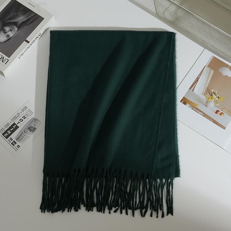 Autumn and Winter New Imitation Cashmere Scarf Female Korean Version Versatile Solid Color Shawl Dual-purpose Thickened Warm Couple Fringed Scarf