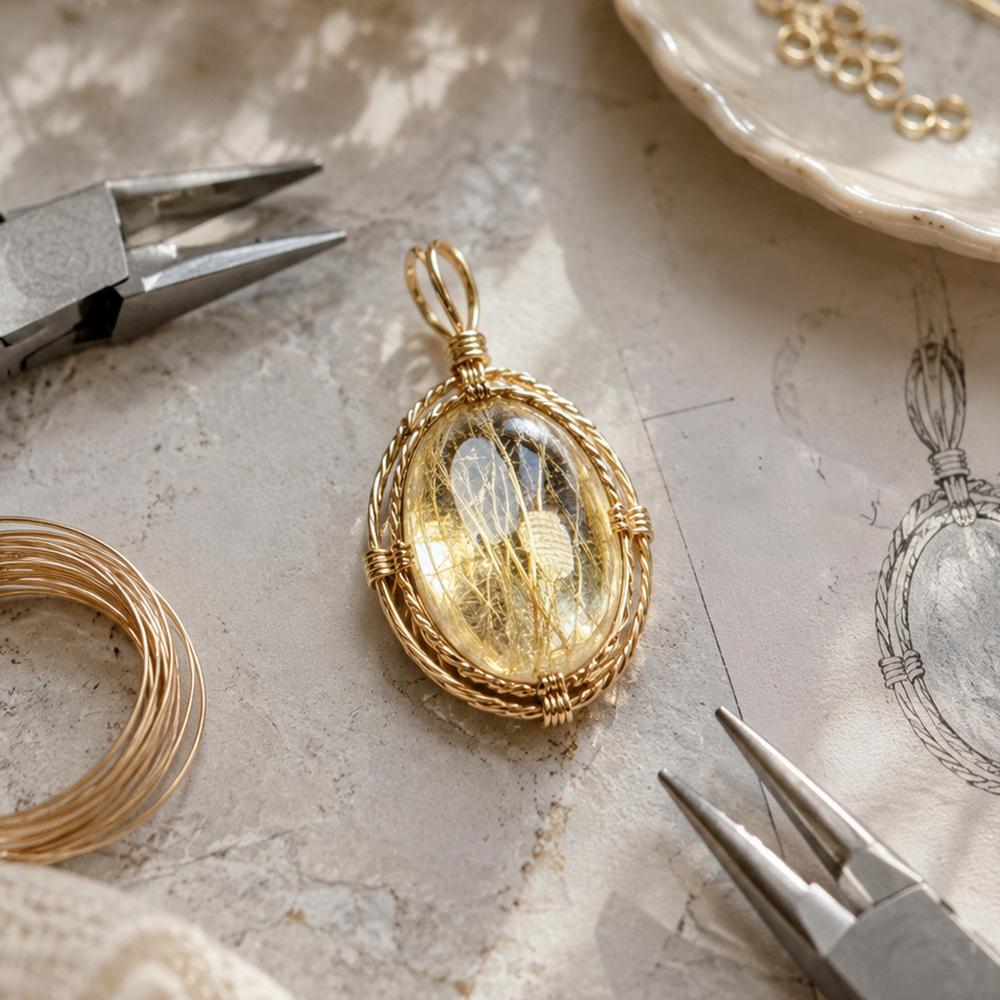 5A Qualität Ei-Oval Polierter Edelstein Natürliches Material Rutilquarz Kristall Loser Edelstein Stein Für Handgemachten Schmuck 1 Stück