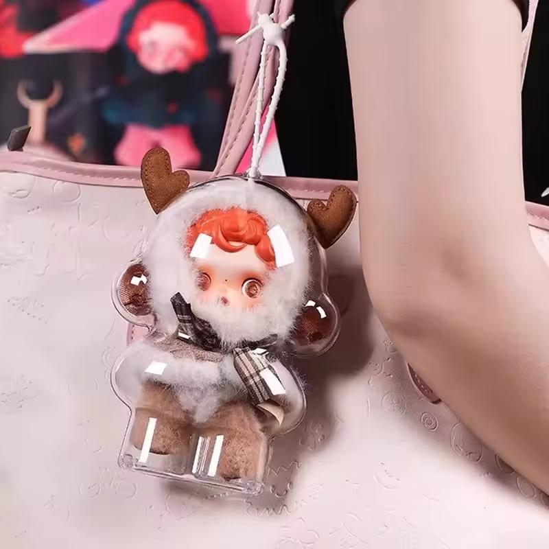 1Pcs Acrylic Protective Storage Case Skull Panda Plush Dolls Display Bag No Doll Transparent Portable Organizer Box for Cuddly Stuffed Fluffy Huggable