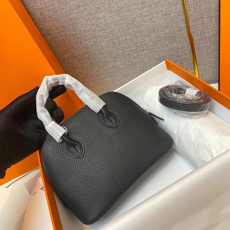 Кожаная сумка-ракушка togo первый слой коровья кожа сумка Baole мини мини сумка-боулинг сумка через плечо 18 см 18cm чёрный