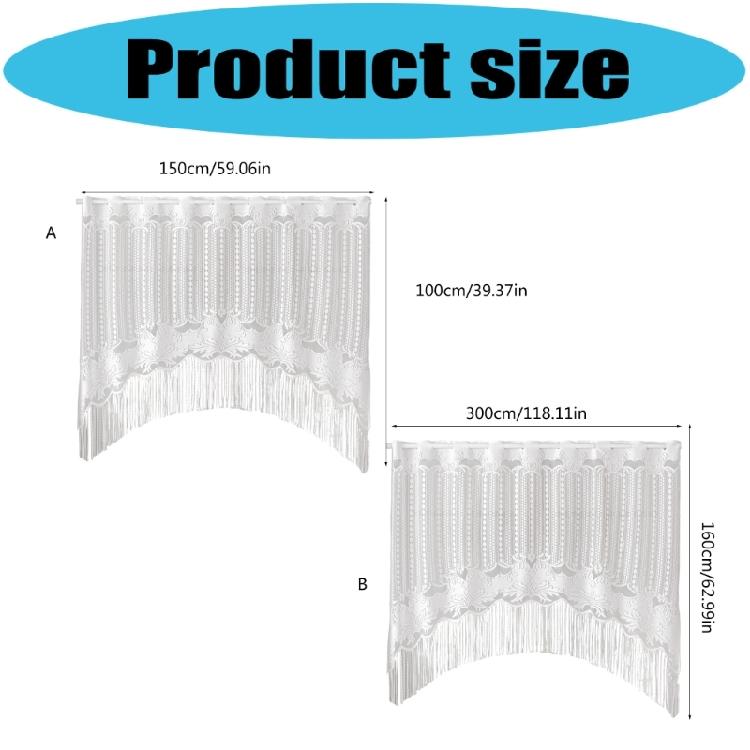 White Lace Fringed Valance Semi Sheer Half Curtain with Hole Easy Hanging for Room Partition Light Filtering Decors