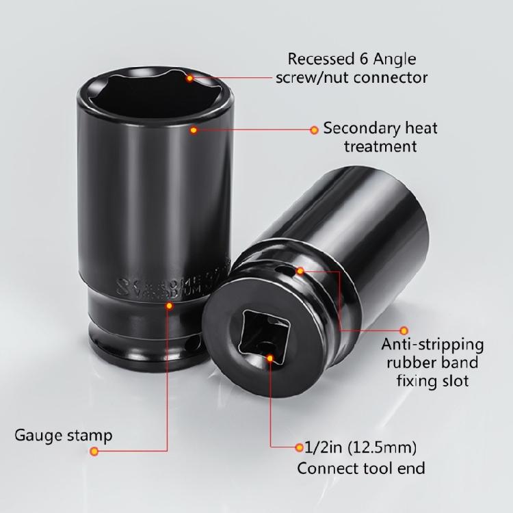 Resilients Black Coated 1/2" Drive Deep Impact Socket Resistant and Long Lasts