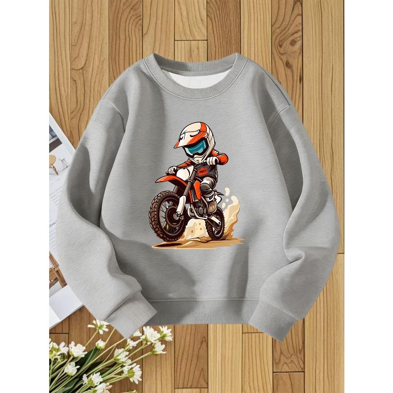 European sizes Kids' Round Neck Hoodie Fashion Print Versatile Top