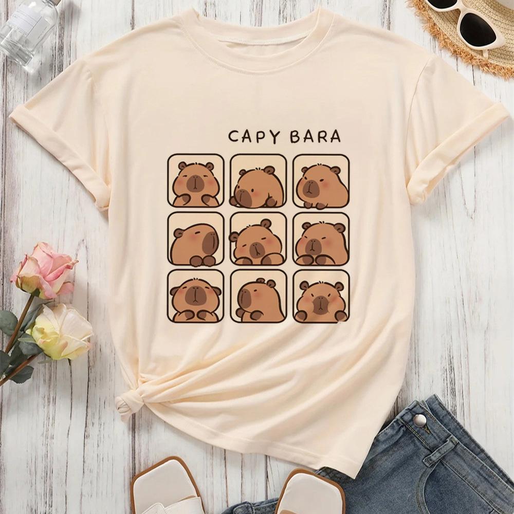 Capybara Kapibara shirt female Breathable kawaii Grunge Trendy top tees Colorful harajuku Y2k Breathable Grunge Comfortable