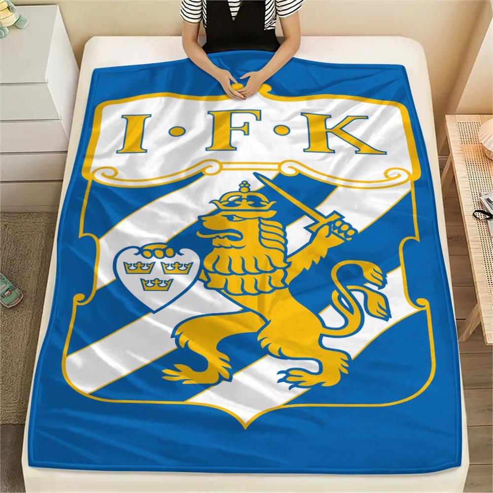 1PC IFK Göteborg Print Flannel Blanket, High quality Comfortable for All Seasons, Home Decor, Warmth and Comfort, Perfect for Christmas Gifts