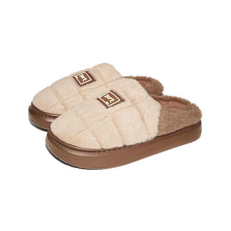 Fashion Men's Slippers Furry Plaid cozy EVA Memory Foam Lightweight Casual Shoes Winter Warm Plush Non-slip Slippers zapatos de mujer