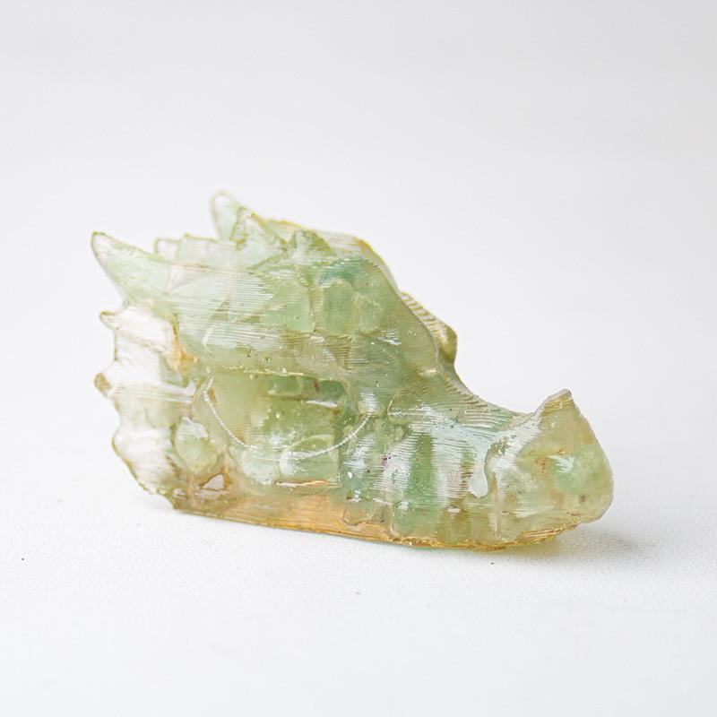 Resin Crystal Dragon Head Figurine With Natural Waterstone For Home Office Decor
