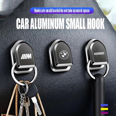 1/2pcs Car Seat Back Aluminum Alloy Hooks Portable Storage Holder Sticker For BMW X1 X2 X3 X5 X4 X6 X7 iX3 F20 F10 F07 E70 E46 E T111