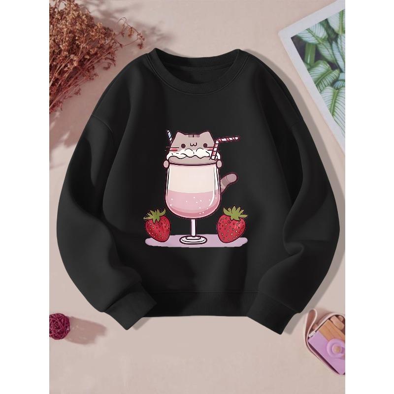 European sizes Kid s Crew Neck Sweatshirt Casual Fashion Printed Top 110 чёрный